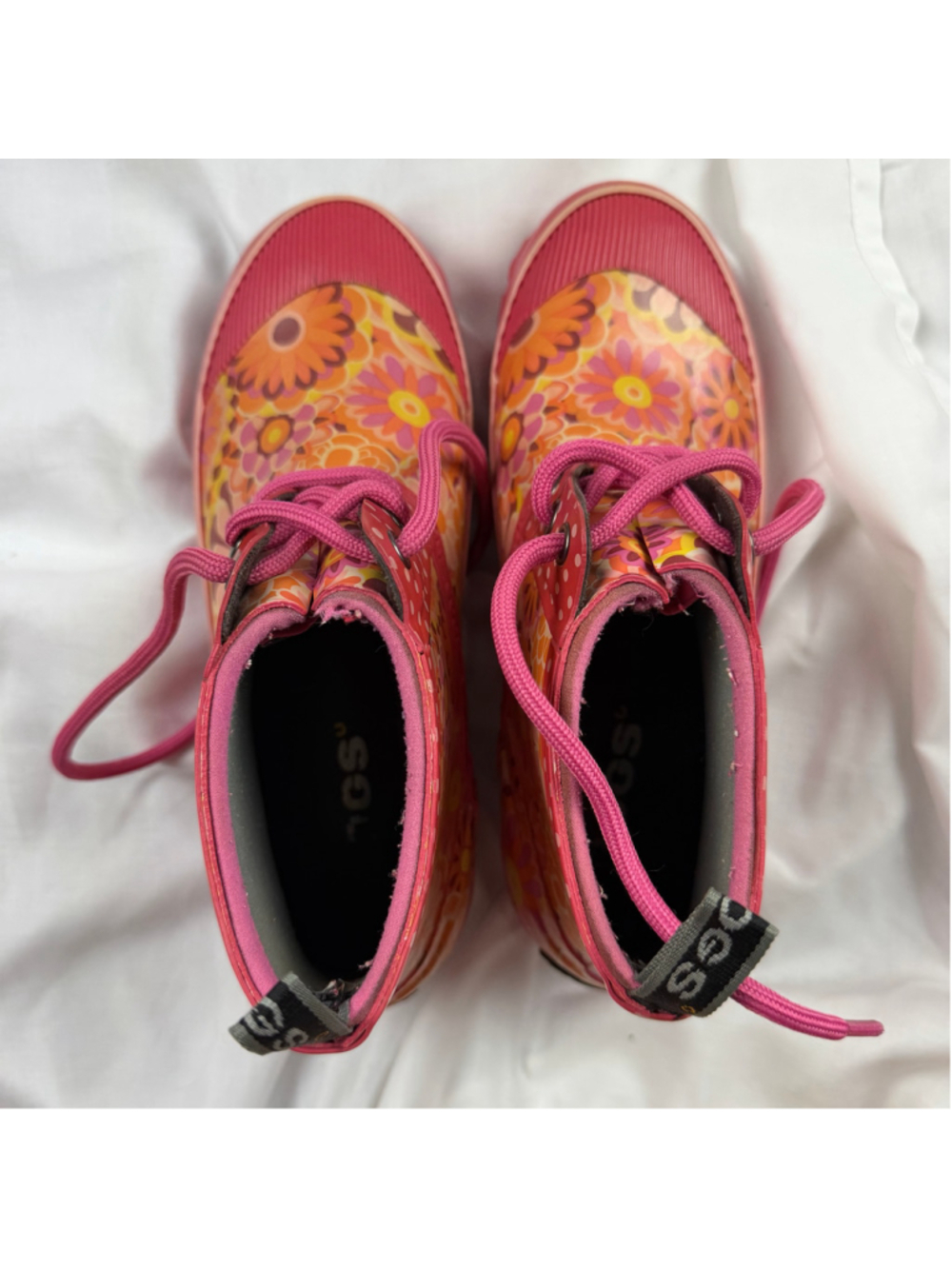 Bogs Charlot Girl Youth Size 6 Pink Floral Waterproof Ankle Rain Garden Boots